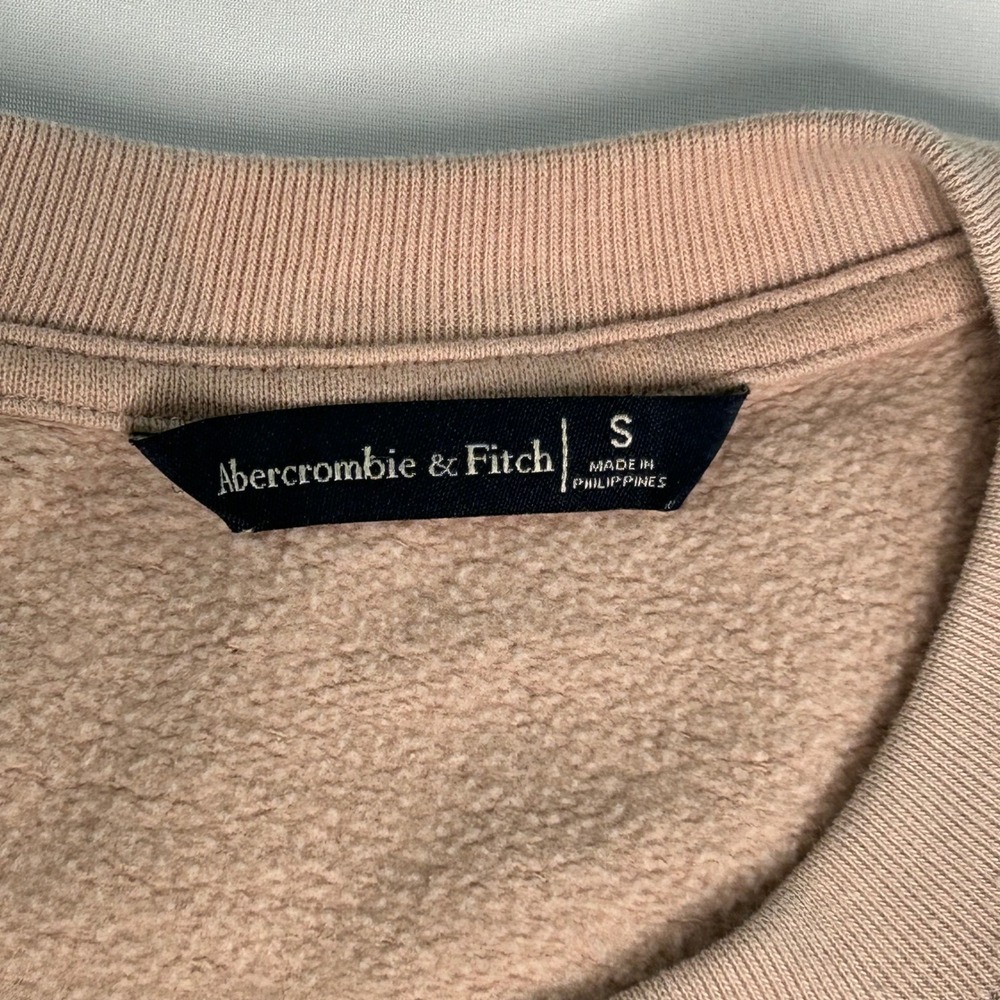 Abercrombie & Fitch Cropped Sweatshirt Balloon Sleeve Pink Small - Picture 6 of 10
